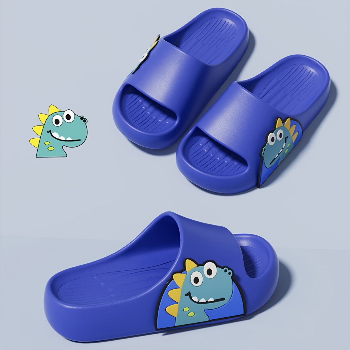 Children's cartoon dinosaur slides, summer EVA sandals for boys under 14, non-slip beach slippers.