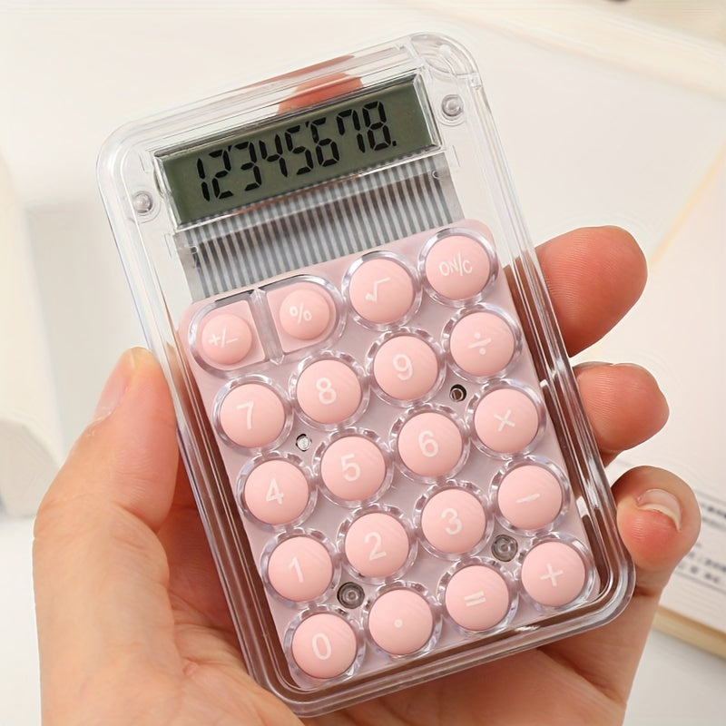 Mini cute 6-color pocket calculator with 8-digit display and portable design, perfect for students and office use.