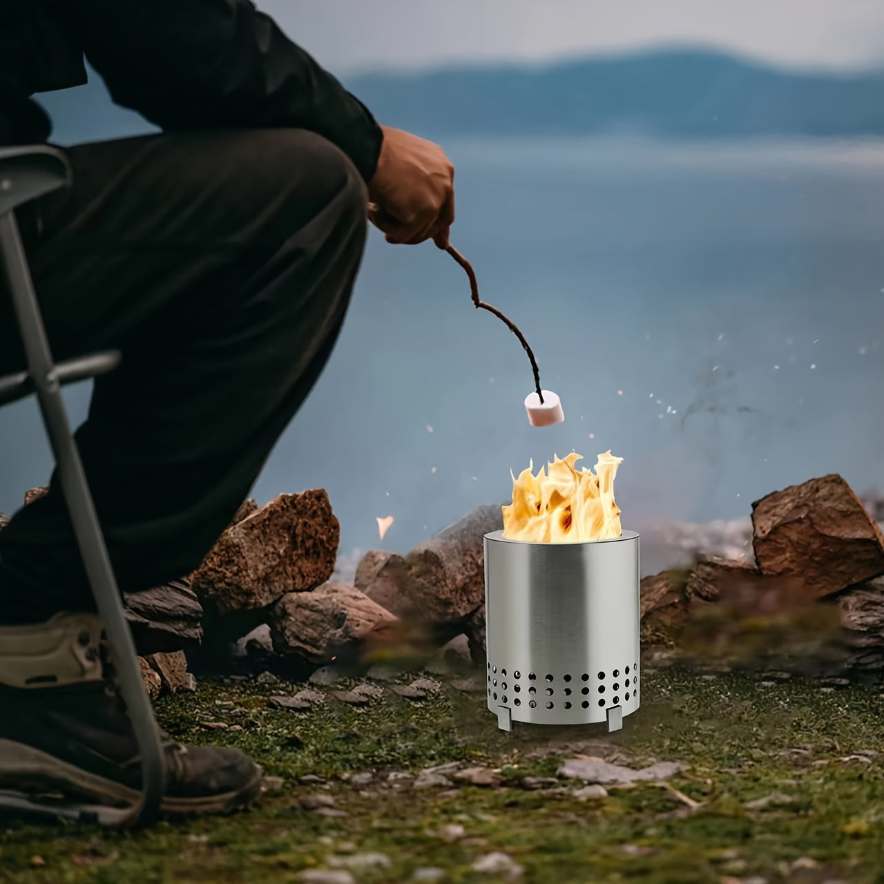 Introducing the Ultimate Outdoor Cooking Solution – Constructed with Durable Iron, this Portable Stove includes a Convenient Stand and Travel Bag, Ideal for Camping, Outdoor BBQs, and Enjoying Toasted Marshmallows. Makes for a Fantastic Gift Idea!