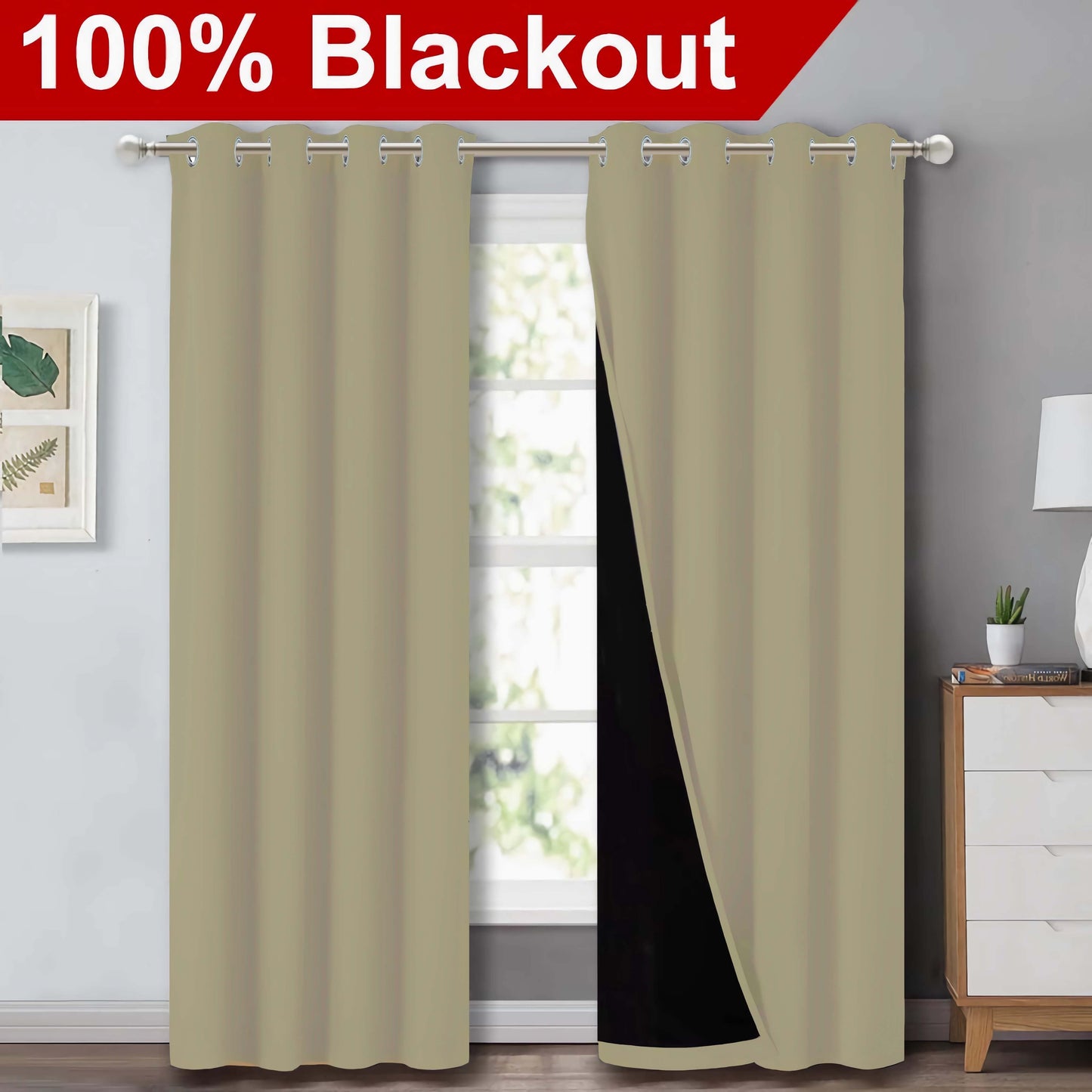 Versatile blackout curtains suitable for living rooms, bedrooms, kitchens, bathrooms, and home decor.