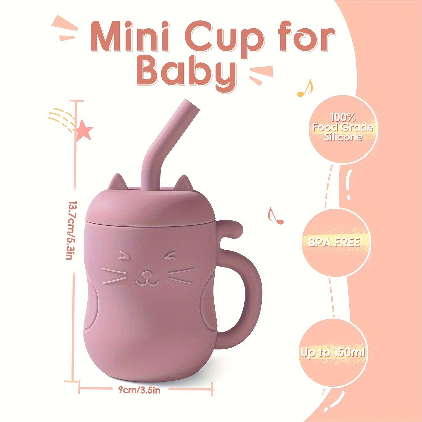 Get your hands on the adorable TYRY.HU Cute Kawaii Cat Learning Cup - designed to make feeding time fun and easy for your baby! This leak-proof, BPA-free cup comes with a cute stopper and straw, making it perfect for baby's first feedings.