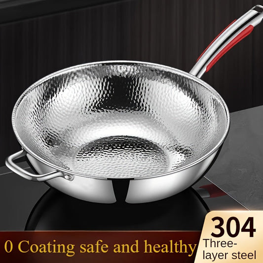 Introducing the BAIJL Stainless Steel Skillet: A Non-Stick, Health-Conscious Cooking Pan Suitable for Gas & Induction Stoves, Ideal for Home Kitchens.