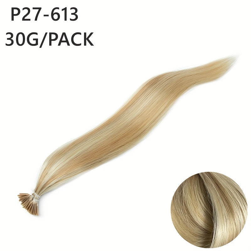 50pcs Human Hair Extensions in various colors (Black, Brown, Blonde) for all women, 30.48-50.8 cm long, lightweight 0.6g each.