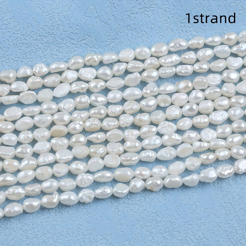 White Straight Hole Freshwater Pearl Loose Beads for DIY Jewelry Making, 1 Strand 36cm/14.17inch