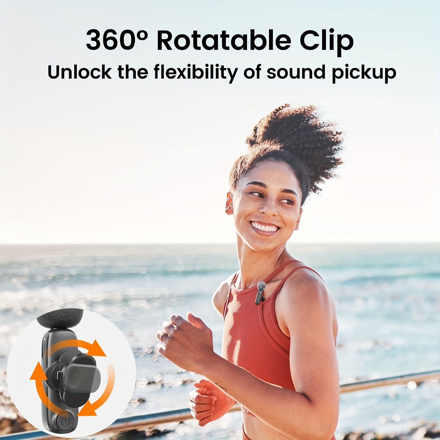 Wireless clip-on microphone with one-click recording, USB-C charging, and battery indicator - perfect for streaming and broadcasts.