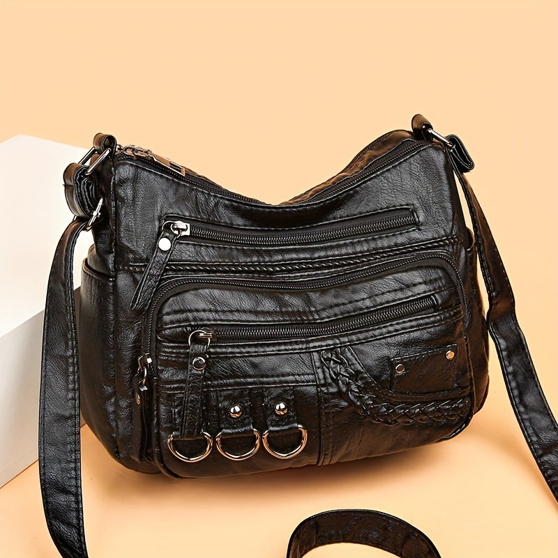 2023 New Fashion Mom Bag: Women's Casual Messenger Bag with Adjustable Strap, Large Capacity and Trendy Sewing Thread Detail.