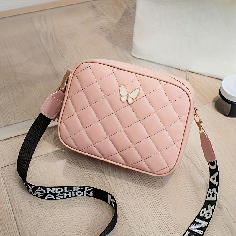 Stylish crossbody bag for girls with diamond lattice design and adjustable strap, ideal for everyday wear.