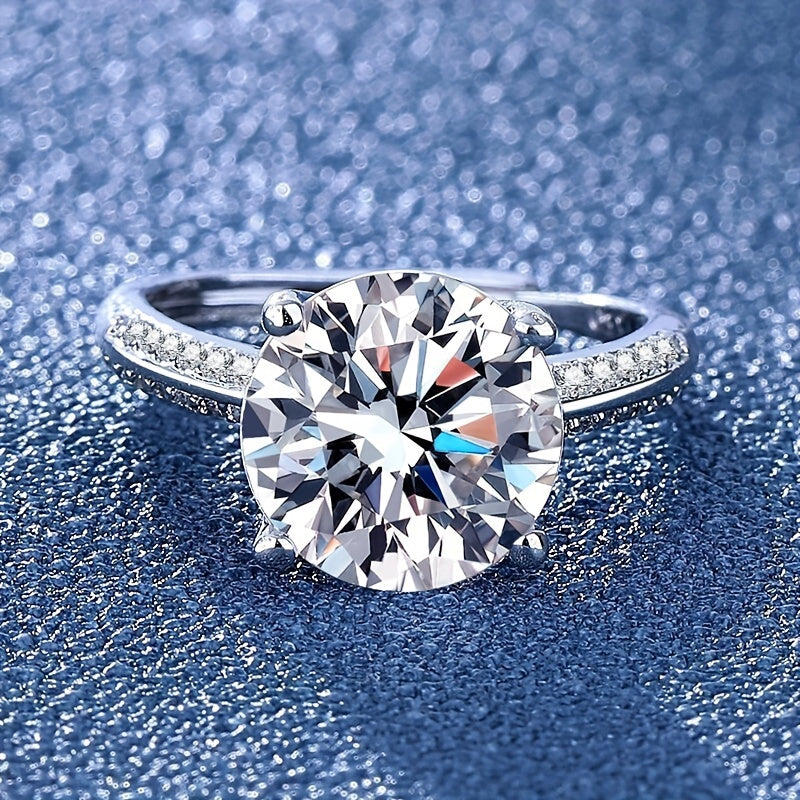 Stunning 5-Carat Moissanite Ring for Women, August Birthstone on Platinum Finish, Ideal for Everyday Wear or Special Gift