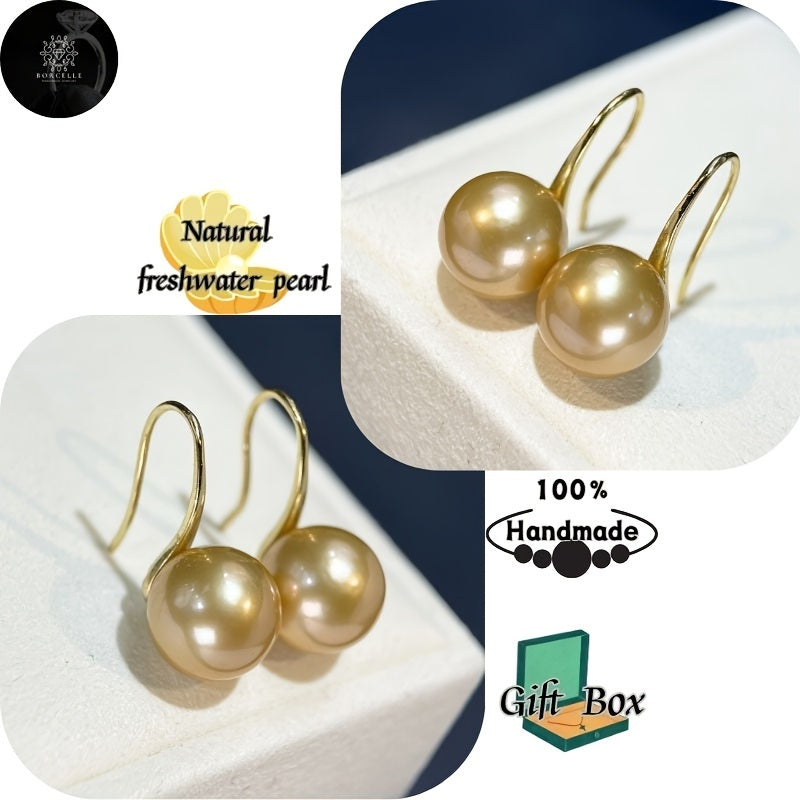 Handcrafted Freshwater Pearl Earrings in 18K Gold Plated S925 Sterling Silver, Featuring a Classic Japanese High Heels Design. Made with Natural Stones and Presented in a Gift Box. Ideal for Everyday Wear and Holiday Looks - the Perfect Gift for