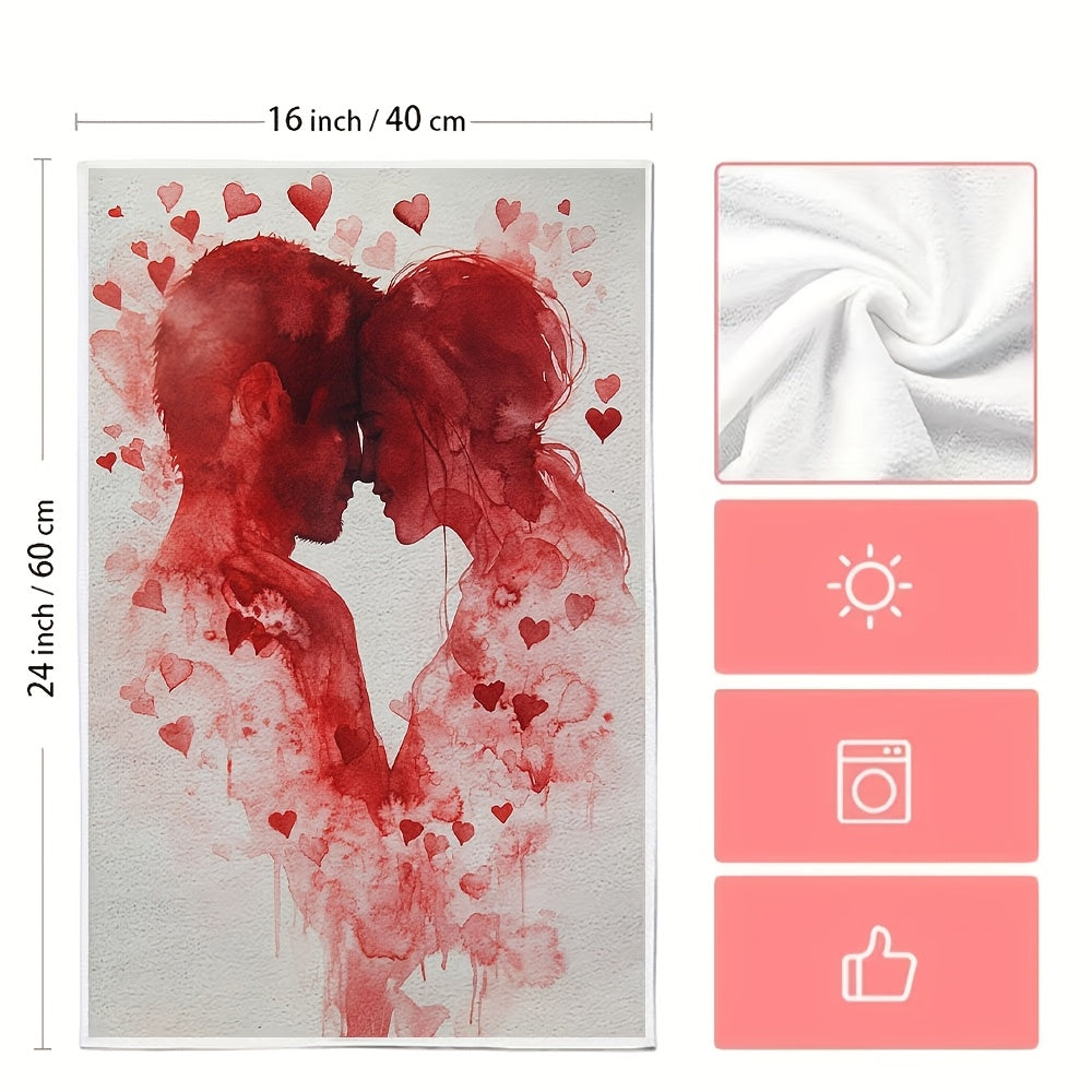 Pair of 2 Ultra-Soft Kitchen Towels, Ideal for Valentine's Day and Love Themes. These Highly Absorbent Dish and Hand Towels are Great for Holiday Decorating, Easily Washable, and Sized at 40.64X60.96 cm.