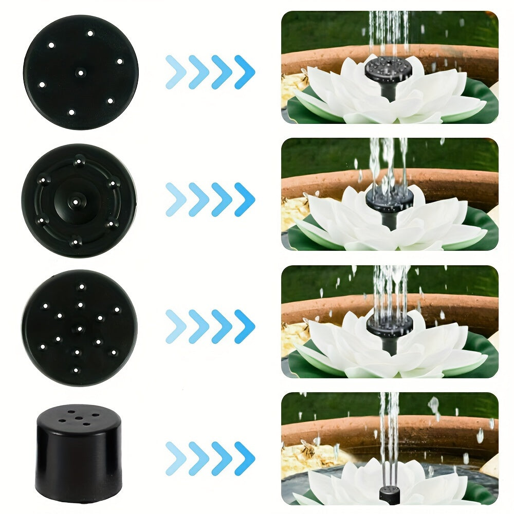 2.5W/1.5W Solar Fountain Pump - Easy install, Floating Lotus design for ponds, patios & bird baths, independent floating design