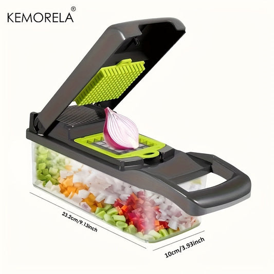 Multifunctional 16in1 KEMORELA Veggie Chopper: Vegetable Cutter, Onion Food Chopper with Container, Cheese Grater, Mandoline Slicer, Dicer - Perfect for Kitchen Use