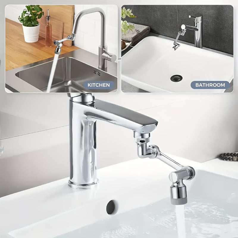 Adjustable water flow faucet aerator with rotating, two spray modes for kitchen and bathroom.