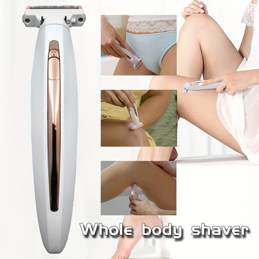 GENAI USB Rechargeable Electric Hair Removal Shaver for Women - Painless Trimmer with LED Light, Rose Golden Design, Portable for Body & Face hair removal.