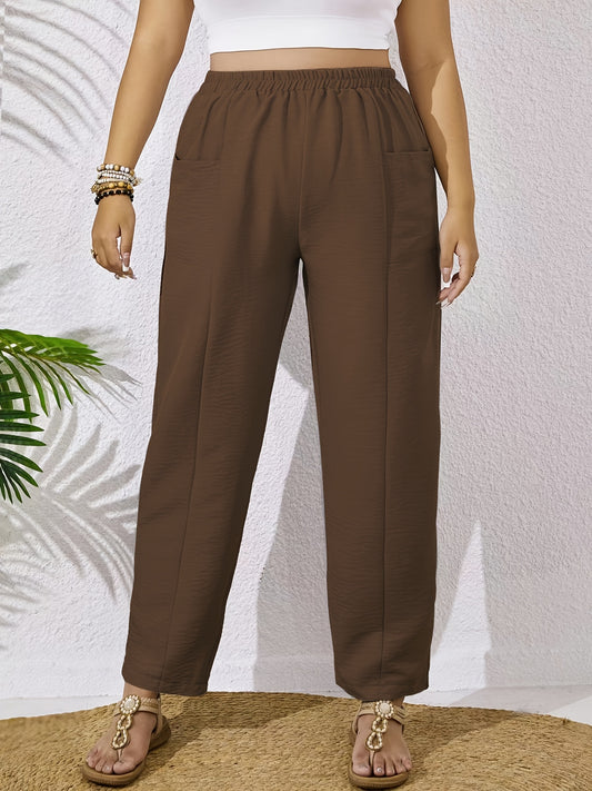 Women's straight leg trousers made of 95% polyester and 5% spandex. Non-stretch solid color with pockets, suitable for all seasons. Comfortable fit with a weight of 160g/m².