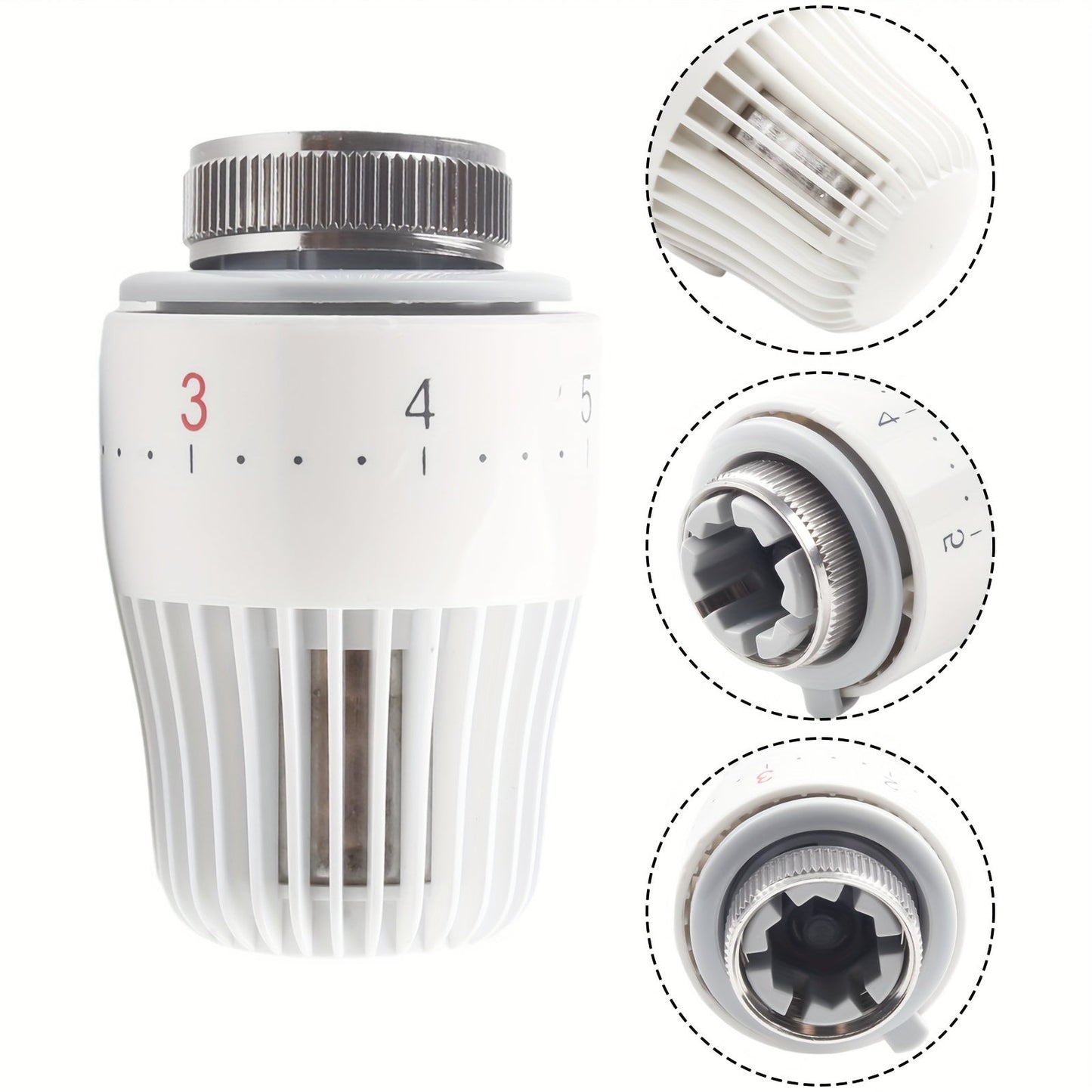 Easy to install replacement thermostatic radiator valve (1 piece) for M30x1.5 fittings. No power needed and features a digital temperature display for improved home comfort.