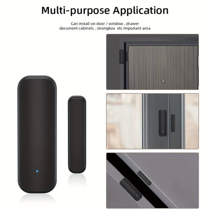 WiFi-enabled home security system with magnetic sensors for doors/windows, voice control, app remote access, customizable modes, and compatibility with Alexa and Google Assistant.