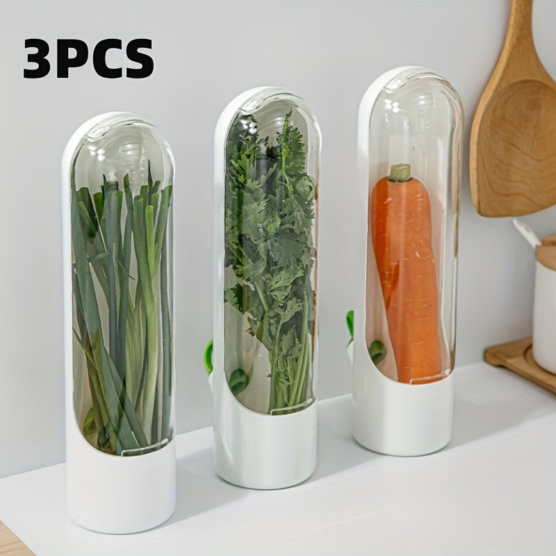 Set of Plastic Refrigerator Herb Saver Pods - Ideal for Preserving Coriander, Mint, Parsley, and Asparagus Freshness - Food Safe