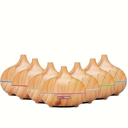 Large capacity soundwave technology aromatherapy diffuser with realistic wood grain design, USB powered - perfect for any room.