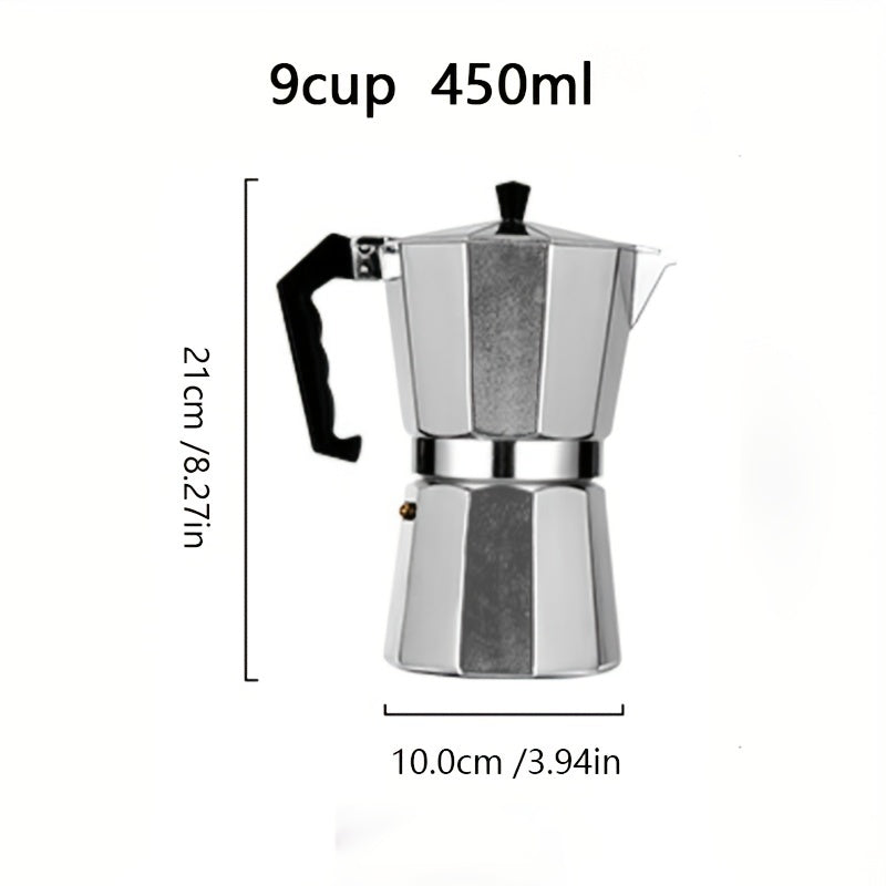 Italian Style Stovetop Espresso Maker - Enjoy Strong and Flavored Coffee with this Aluminum Moka Pot - Convenient to Use and Easy to Clean