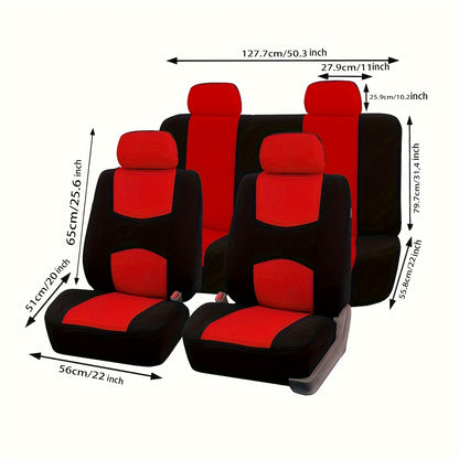 13-piece car seat covers set made of polyester fabric, universal fit for 7-seater vehicles, machine washable, all-season, no filler included.