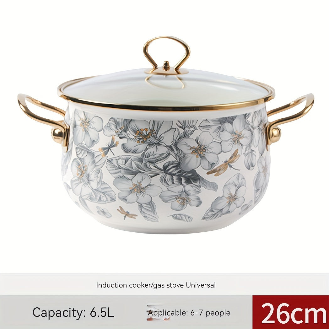 Premium Enamel Cooking Pot, ideal for Soup and Stew, with Easy-to-Clean Non-Stick Surface. Versatile for use in Home Kitchens and Restaurants, compatible with Gas and Electric Stoves. Perfect for Holiday Gatherings and as Gifts.