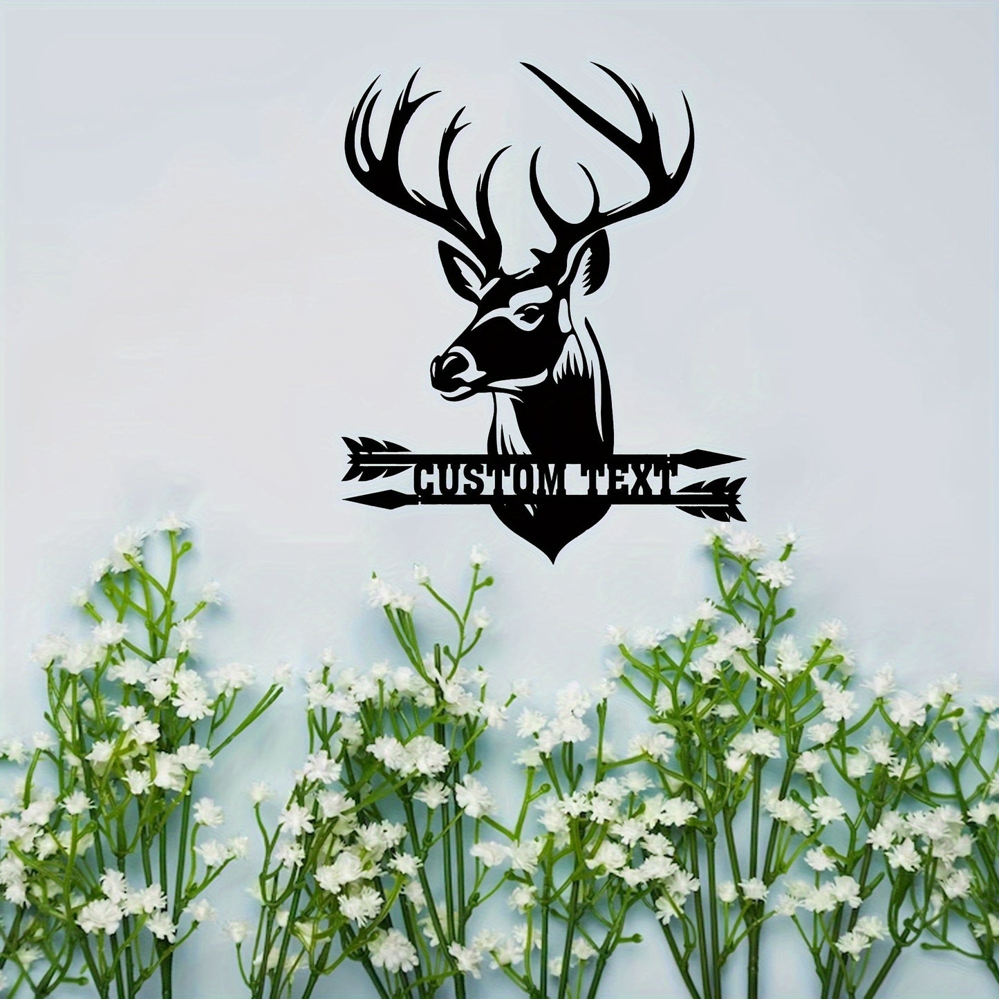 Metal Plaque with Customizable Deer Head Design - Add Your Own Name, Features High-Temperature Baked Paint Finish for Durability, Perfect for Wall Decor in a Rustic or Hunting-themed Space. Makes a Great Gift for Father's Day, Christmas, or Housewarming.