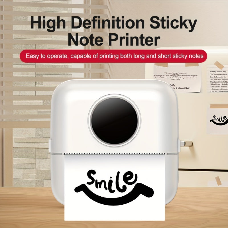 Portable mini printer for students, USB rechargeable, wireless, high-definition thermal printing on glossy paper.