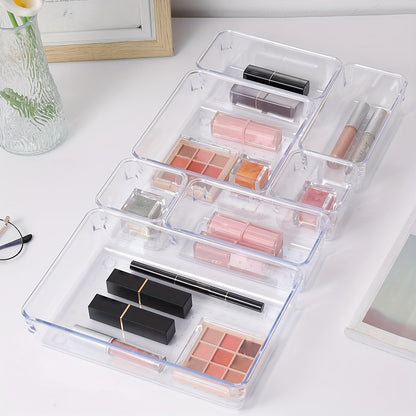 7-piece cosmetic storage box with drawer divider for organizing cosmetics, lipstick, and sundries.