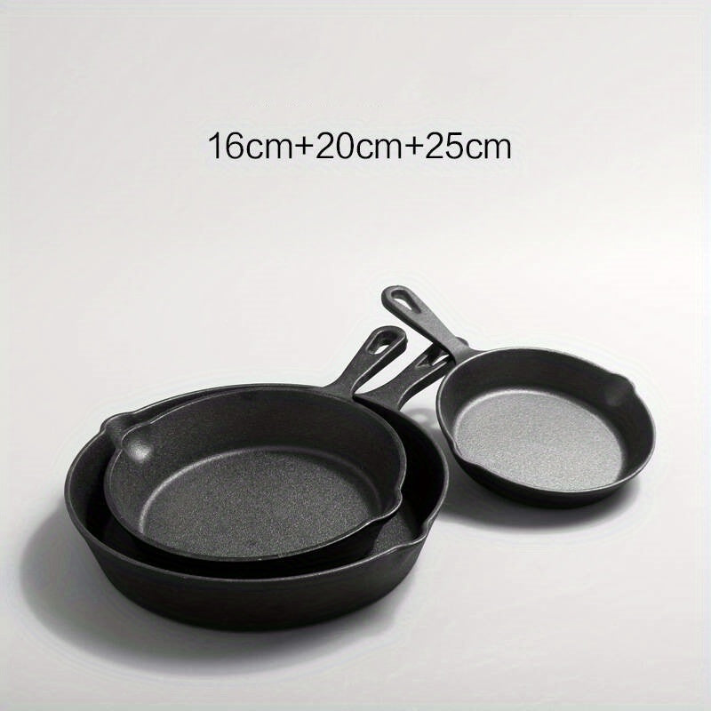 Set of 3 Cast Iron Skillets - Pre-Seasoned with Pour Spouts and Assist Handles - Suitable for Both Indoor and Outdoor Cooking