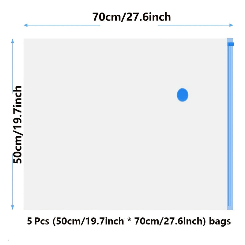 Пакет из пяти прямоугольных вакуумных пакетов с застежкой-молнией, универсальные пластиковые пакеты для хранения, не требуют электричества, прозрачный оконный дизайн для удобной видимости.