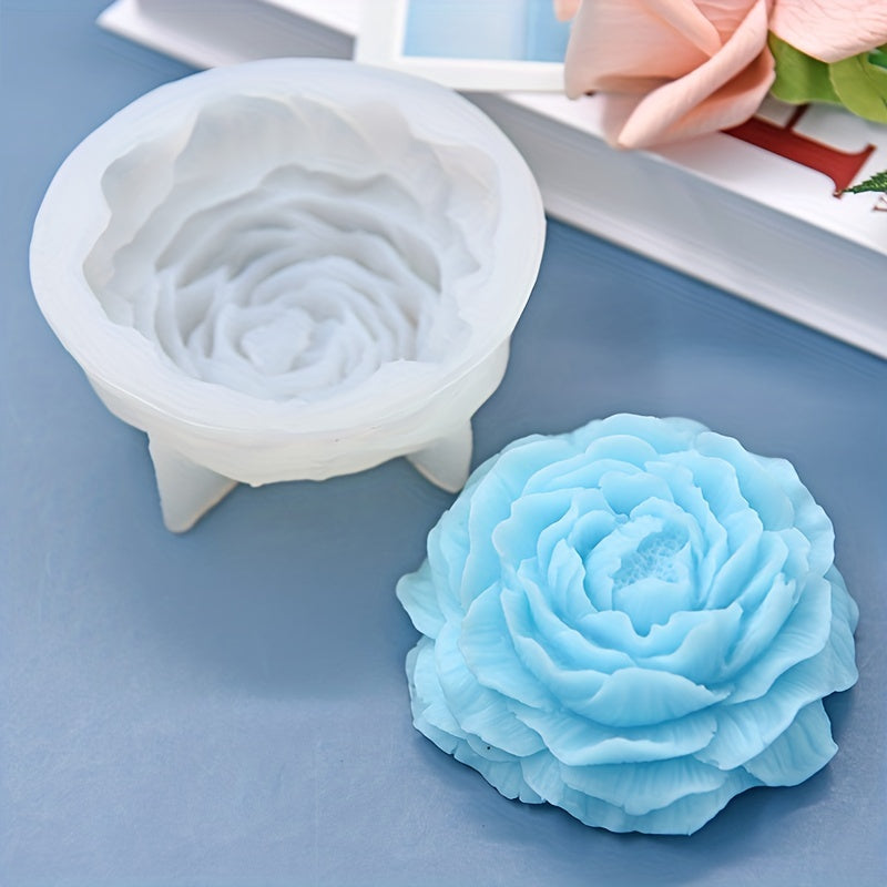 Silicone Peony Flower Mold for DIY Desserts and Decorations - Perfect for Pudding, Chocolate, Candy, Soap, Clay, Ice Cubes, and Cakes - Baking and Kitchen Supplies