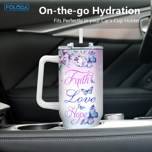 The Foloda 40oz stainless steel water bottle is an ideal gift for women, perfect for running and outdoor activities. It features an oval shape design, insulated vacuum technology, a handle, and straw. Hand wash only, PVC free. Great for Christmas