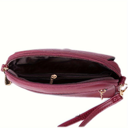 Stylish mini crossbody bag for women with removable strap and zipper closure. Suitable for commuting and shopping.