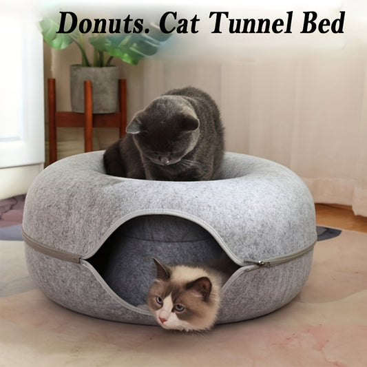 Large cat cave for multiple cats and large cats, indoor cat tunnel bed that is detachable and washable.