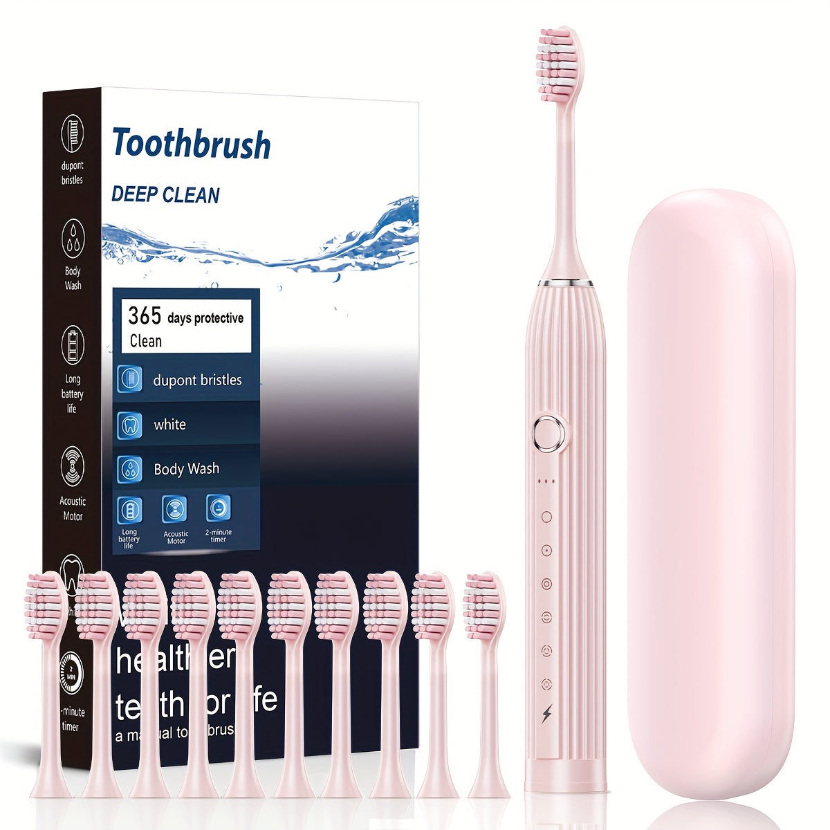 Combo set with rechargeable electric toothbrush and water flosser, USB charging, soft bristles, deep clean oral care.