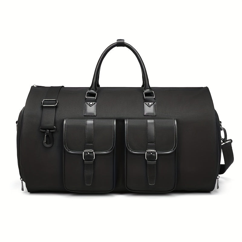 Large capacity black business trip bag for versatile storage and lightweight overnight carry-on.