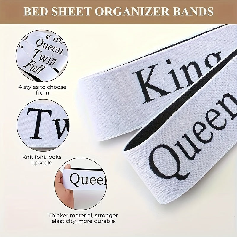 Set of 2 Polyester Bed Sheet Organizer Straps with Elastic Bands, Suitable for King, Queen, Full, and Twin Size Linens - Easy to Clean, Perfect for Closet Organization and Travel