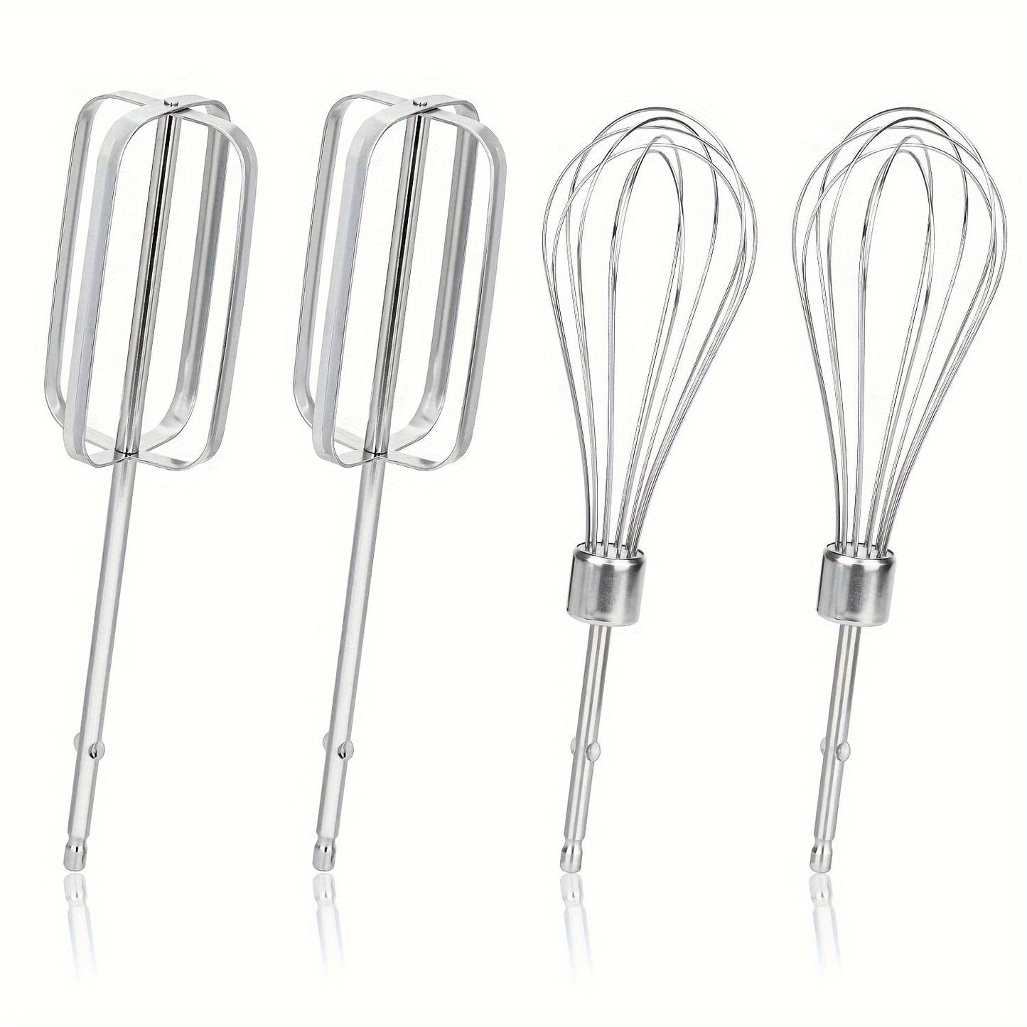 Set of four stainless steel hand mixer attachments - Includes versatile beaters for easy whisking, blending, and baking - Compatible with City Beach mixers.