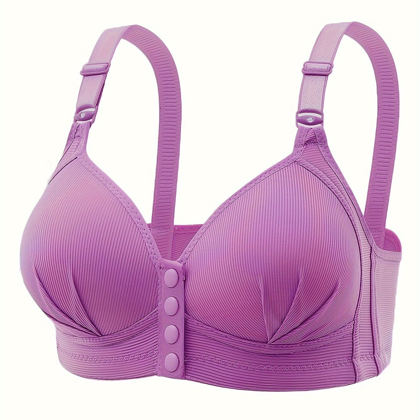 Wireless push up bra with front buckle, comfortable and breathable women's lingerie.