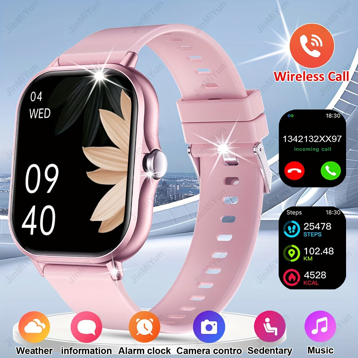 1.83 inch full screen touch sports smartwatch for men and women with wireless call/message reminder, custom watch face wallpaper, multiple sports modes, message reminder, phone answer/dial