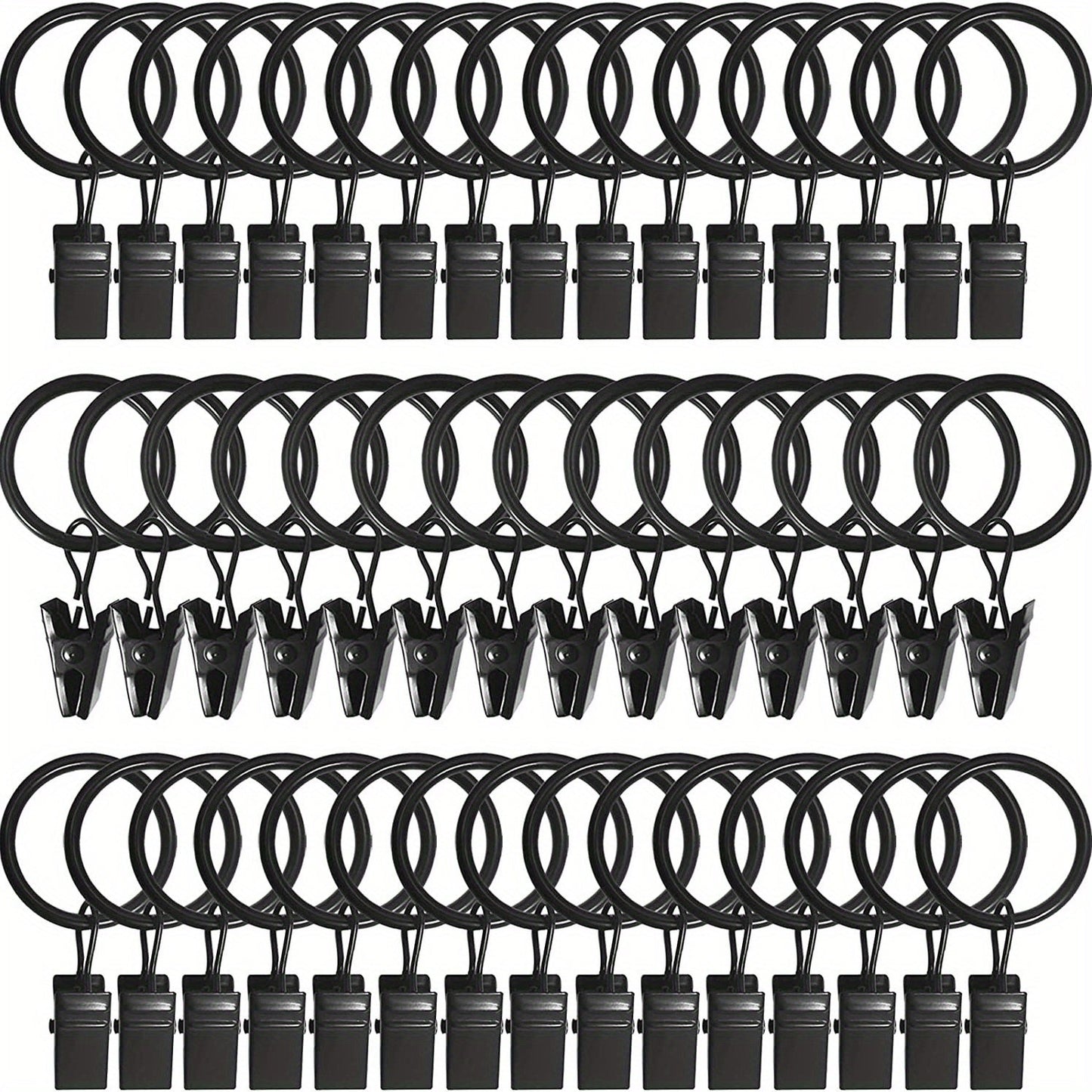 A collection of 44 luxurious golden curtain rings and clips, including both hooks and rings, designed to fit 5/8 inch curtain rods.