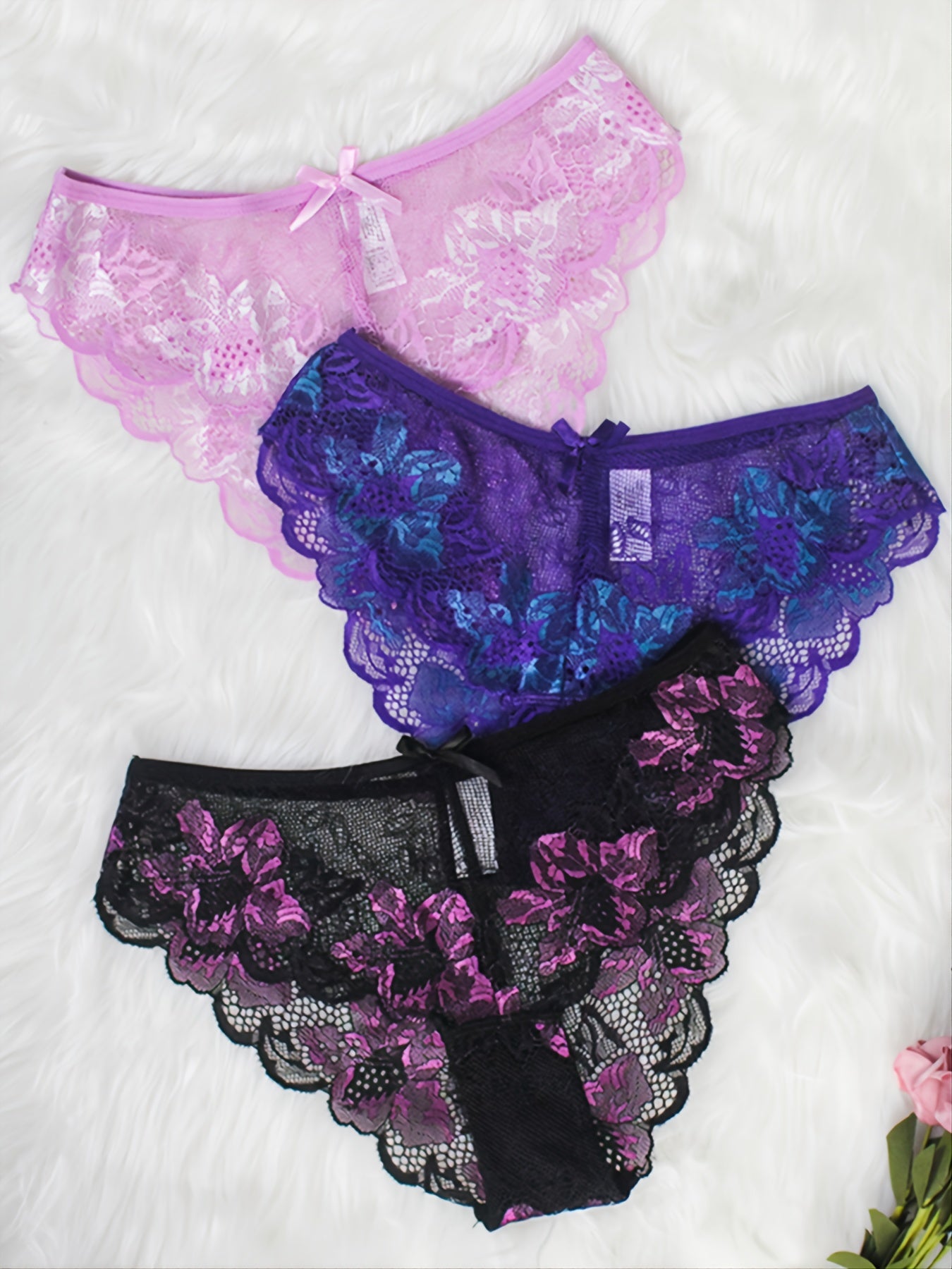 Sensual lace low waist panties for women, with a breathable and alluring hollow design.