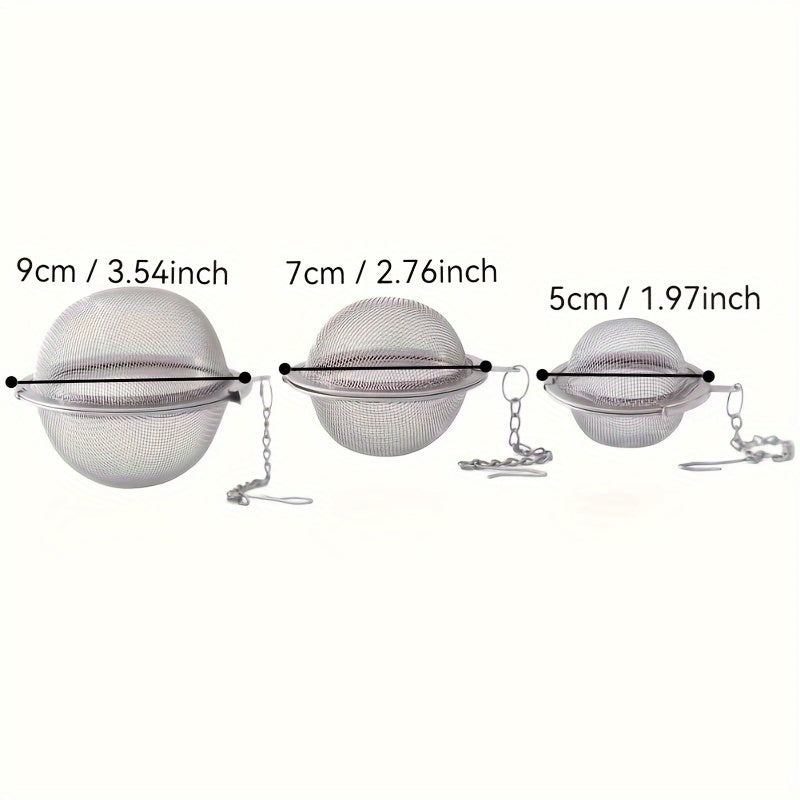 Set of three stainless steel tea infusers - High-quality mesh ball strainers for loose leaf tea, spices, and herbs - Innovative kitchen accessories