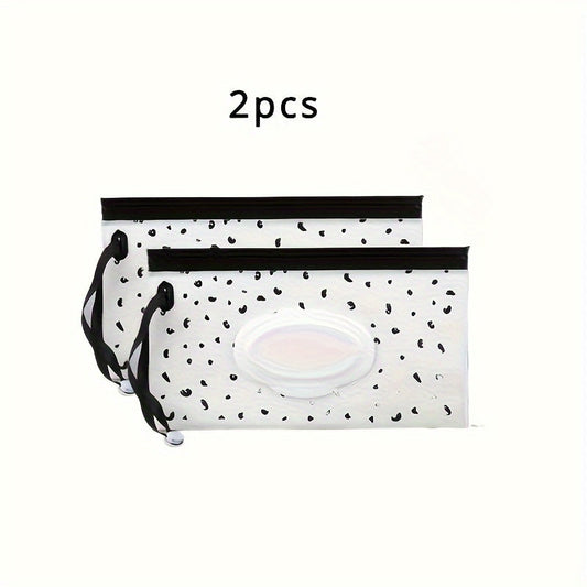 Two pieces of Reusable EVA Wipes Bag - Handy Travel Wipes Pouch with Waterproof Material and Long-lasting Construction