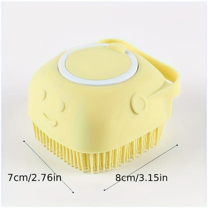 Silicone pet shampoo brush with storage for grooming dogs and cats