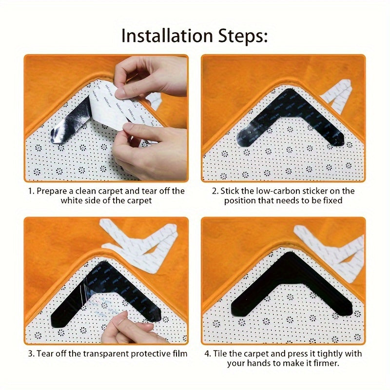 4/8 шт. черные силиконовые подкладки для ковров, нескользящая основа для ковров в различных помещениях - антискользящий стопор для ковров, не безопасен для контакта с пищей