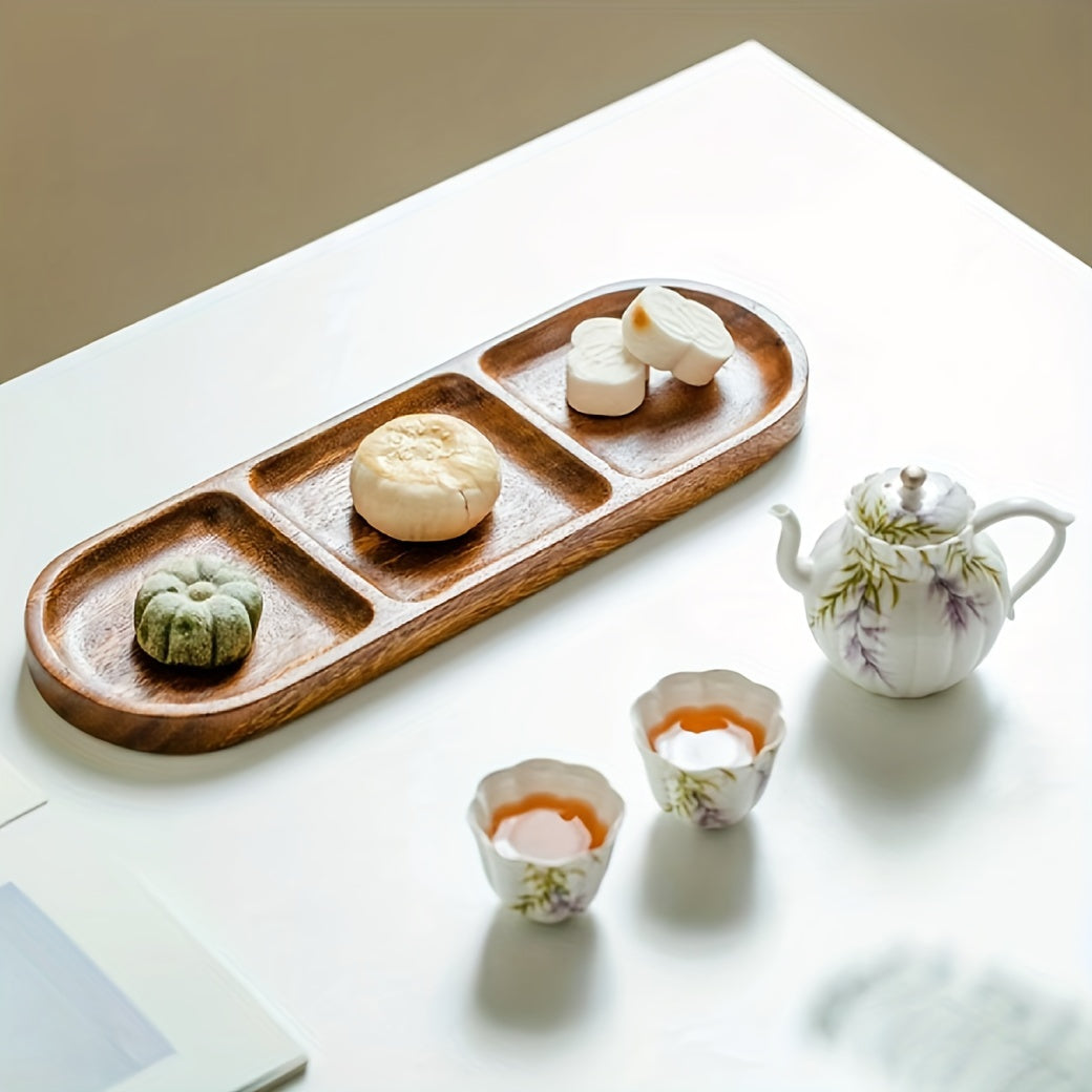 This set includes a bamboo wooden tray that is perfect for serving breakfast, tea, or desserts. It is ideal for placing milk, coffee, sushi, cakes, snacks, and fruits.