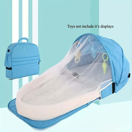 Portable Baby Bassinet: The Ultimate All-in-One Solution for Traveling with Your Newborn! Includes Foldable Design, Mosquito Net, Lounger, Crib, and Bonus Toys for a peaceful and comfortable sleep on the go!