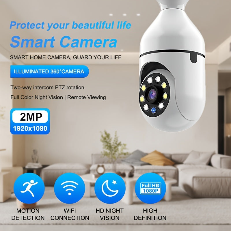 YIIYRY Smart Bulb Camera with Dock - Simple Installation, Night Vision, High Definition 1080P, Dual Audio, WiFi for Live Monitoring & Multi-User Access